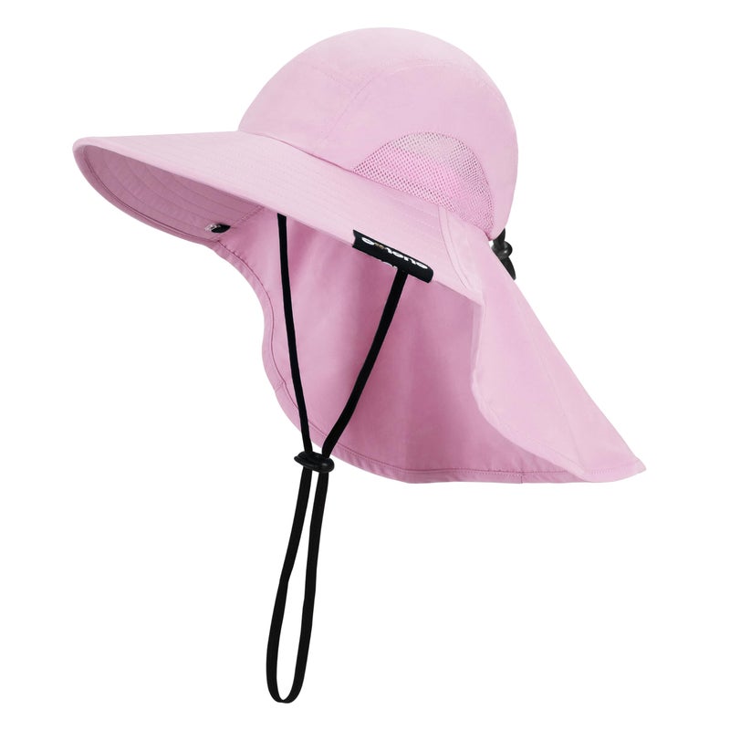 Solaris Sun Hat with Neck Flap, UPF 50 Sun Protection Lightweight Sun Cap for Men Women, Wide Brim Hat for Fishing Hiking Beach Safari, Pink - Image 1